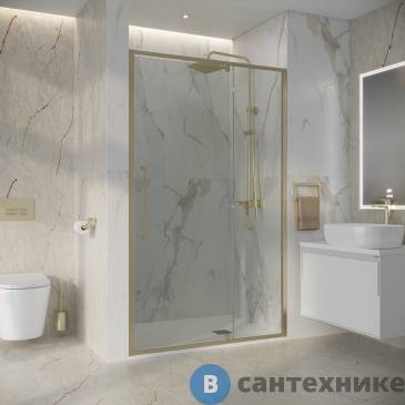 картинка Дверь в нишу Niagara Nova NG-45-11ASG (110х195) распашная, золото сатин, стекло прозрачное