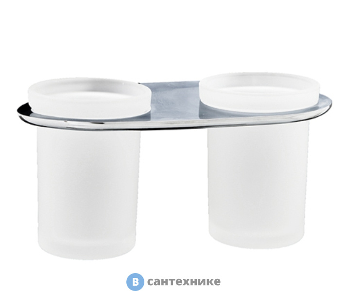 Подстаканник двойной стеклянный WasserKRAFT Kammel K-8328D металл, хромоникелевое покрытие, матовое стекло