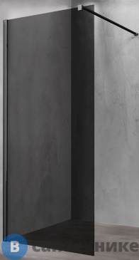 картинка Душевая перегородка Vincea Walk-In VSW-1H100CGB, 1000*2000, черный матовый, стекло тонированное