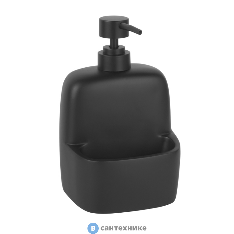 Дозатор WasserKRAFT K-8499 black с емкостью для губки