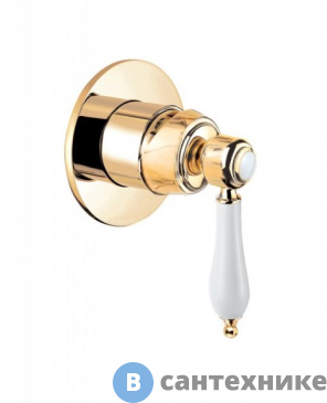 картинка Смеситель Cezares APHRODITE-DIM2-03/24-Bi встраиваемый, однорычажный для душа, золото 24 карат