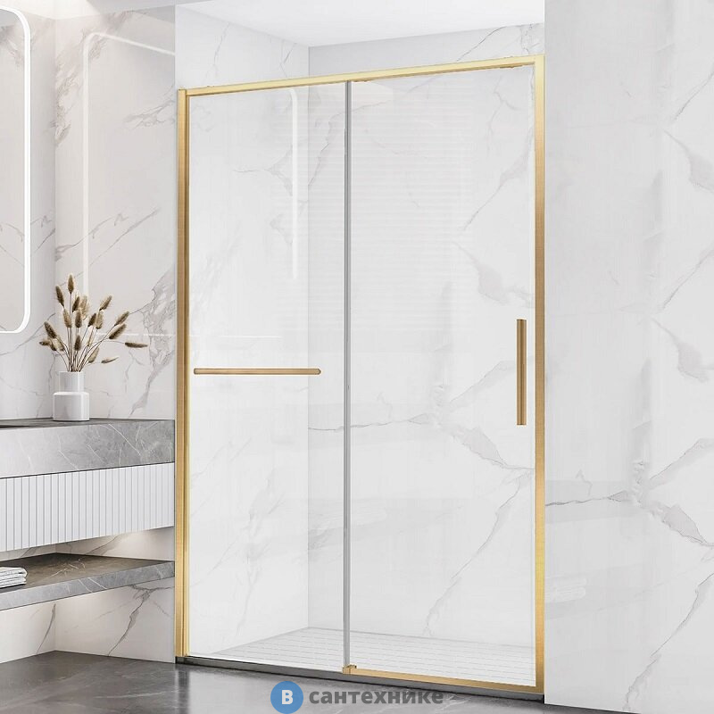 Душевая дверь Vincea Slim Soft VDS-1SS150CLG, 1500, брашированное золото, стекло прозрачное