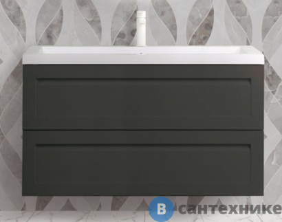 картинка Тумба под раковину Art & MAX PLATINO AM-Platino-1000-2C-SO-GM подвесная с двумя выкатными ящиками, серый матовый