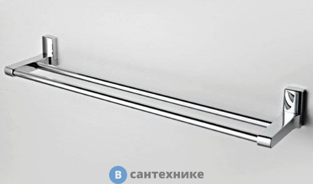 Штанга для полотенец WasserKRAFT Leine K-5040 двойная металл, хромоникелевое покрытие