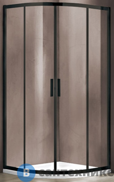 картинка Душевой уголок Vincea Garda VSQ-1G900CLB, 900*900, черный, стекло прозрачное, без поддона