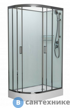 картинка Душевая кабина Frank F412R М Brilliant правосторонняя низкий поддон б/к (без крыши) матовое стекло