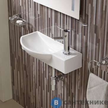 картинка Раковина WELTWASSER AISBACH 7945 GL-WT R подвесная (глянцевая белая) 450х240х125 мм