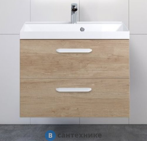 Тумба под раковину BelBagno 70 см AURORA-700-2C-SO-RNN подвесная с двумя выкатными ящиками, Rovere Nebrasca Nature