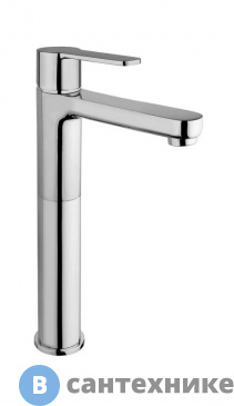 картинка Смеситель Paini 92CR211LLBLFTSSRKM Arena для раковины высокий, ручка FLAT, с авт.д/к., хром