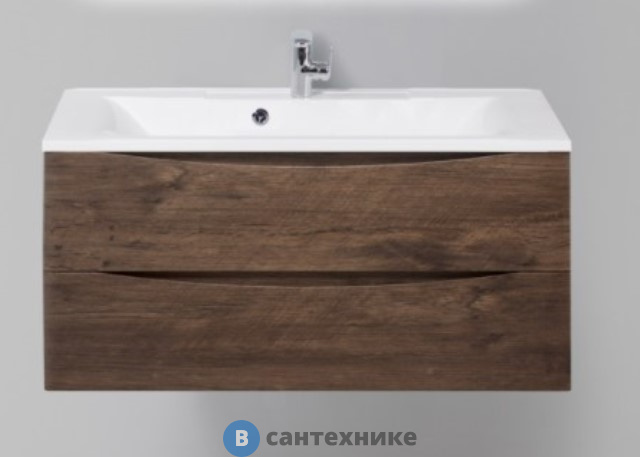 Тумба под раковину BelBagno MARINO MARINO-1100-2C-SO-RW-P подвесная с двумя выкатными ящиками, Rovere Moro, 1100x450x500