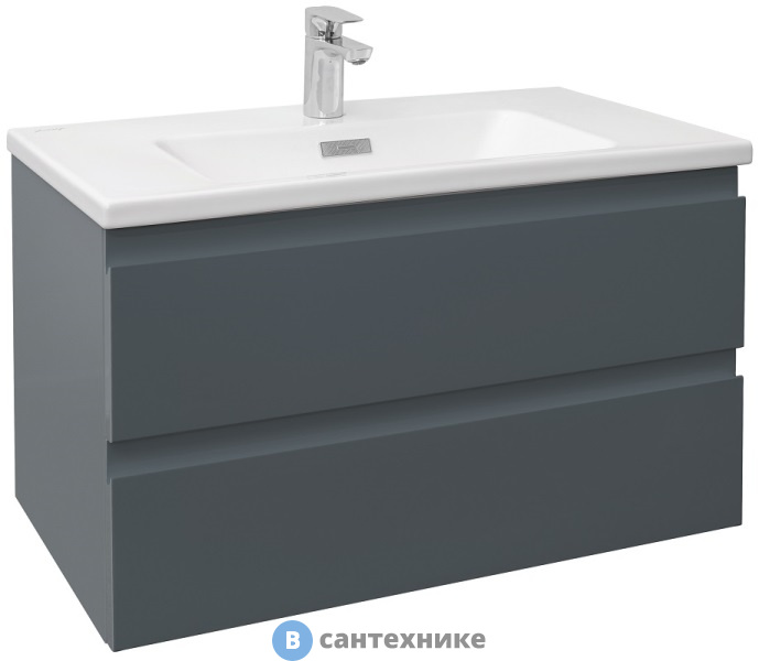 Тумба под раковину Jacob Delafon EB2053-J54 Madeleine 80 см, 2 ящика, серый матовый лак