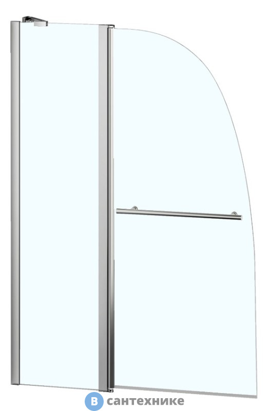 Шторка на ванну AZARIO BOSTON 142TB (70+30)*140 с поручнем хром, 6 мм прозрачное стекло (AZ-142TB)
