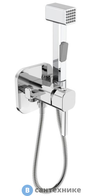 Душевой гарнитур IDDIS 004SBS0i08 с гигиеническим душем и крючком для полотенца, квадратный, встраиваемый