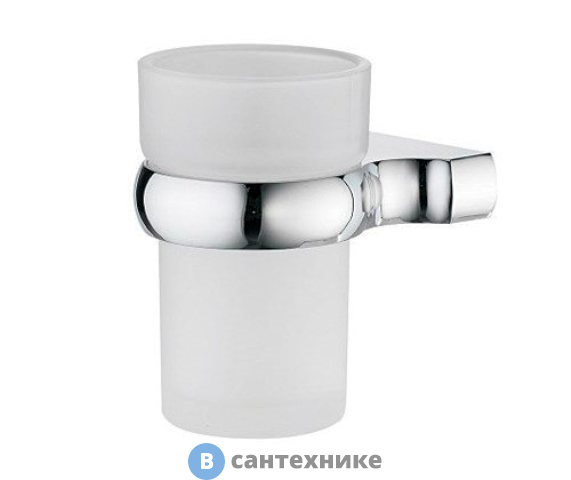 Подстаканник стеклянный WasserKRAFT Berkel K-6828 металл, хромоникелевое покрытие, матовое стекло