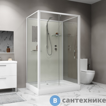 картинка Душевая кабина Niagara Standart ST120/90/15Q/BK (120х90х200) прямоугольник, поддон 15 см, распашная, проф. белый, без крыши