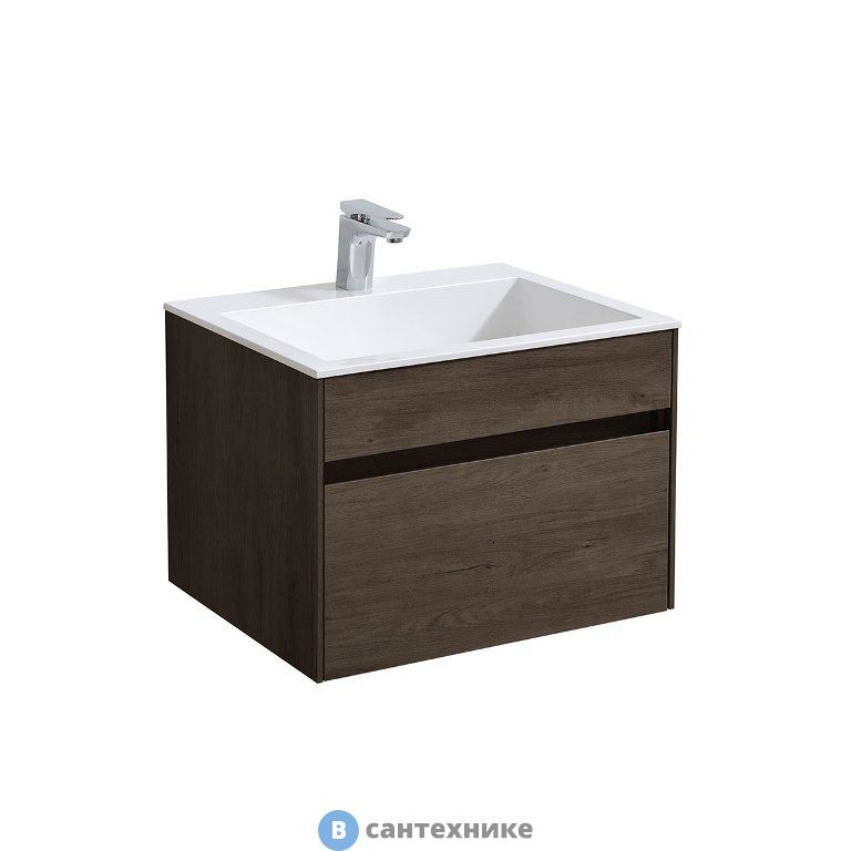 Тумба под раковину Vincea Chiara 600 подвесная, 1 выкатной ящик soft-close, R.Oak (VMC-2C600RO)