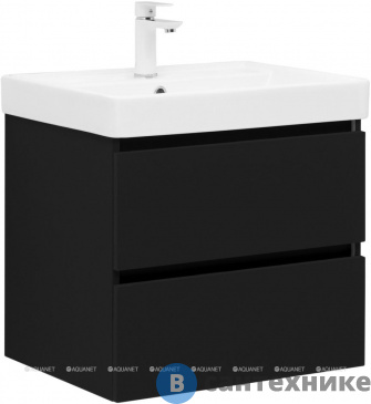 картинка Тумба под раковину Aquanet Вега 2.0 60 черный (337953)