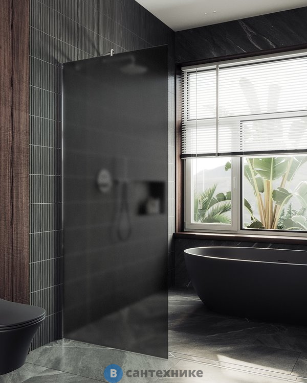 Душевая перегородка в профиле MaybahGlass 1950*890 стекло 8 мм графит матовый (MGD-694-5ш)