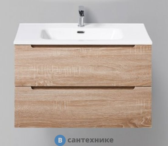 Тумба под раковину BelBagno 81 см ETNA-800-2C-SO-WO-P подвесная с двумя выкатными ящиками, Rovere Bianco