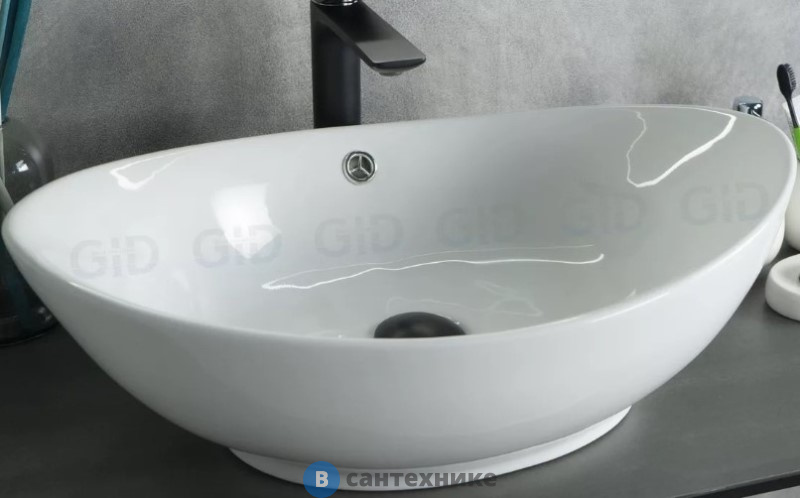 Раковина накладная GID-ceramic N9019 белый (600х370х190)