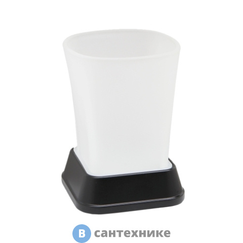 Стакан для зубных щеток WasserKRAFT Amper K-5428 Black металл, матовое стекло, покрытие Soft-touch