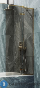картинка Шторка для ванны поворотная с добором MaybahGlass 1400*690 Стекло 6 мм Бронза (MGV-657-3)