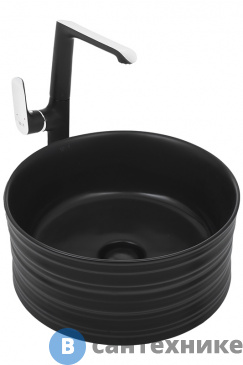 картинка Раковина WELTWASSER ELBACH 3272 MB накладная (матовая чёрная) /405х405х180/