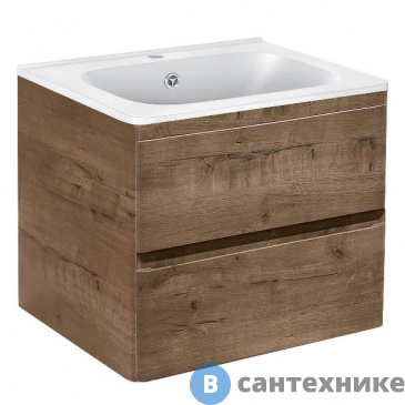 картинка Тумба под раковину Vincea Vico 600 подвесная, 2 выкатных ящика soft close, V.Oak (VMC-2V600VO)