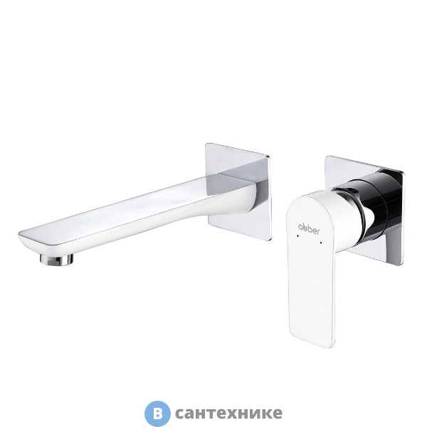 Смеситель ABBER Weiss Insel AF8082W для раковины скрытого монтажа, белый-хром