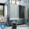 картинка Шторка для ванны поворотная с добором MaybahGlass 1400*990 Стекло 6 мм Графит (MGV-918-3)