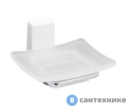 картинка Мыльница WasserKRAFT Leine K-5029 White стеклянная металл, хромоникелевое покрытие, матовое стекло, ABS - пластик