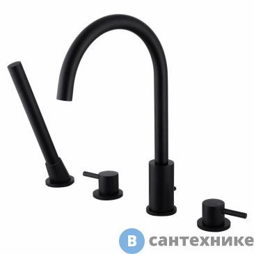 картинка Смеситель ABBER Wasser Kreis AF8113B на борт ванны, черный матовый