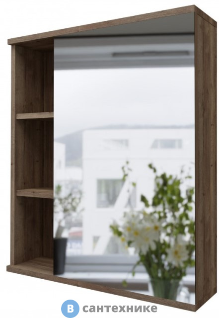 Шкаф-зеркало Grossman ФОРТА-60 см универсал. темный дуб