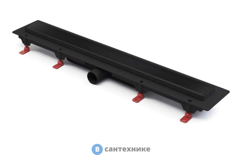 Водоотводящий пластиковый чёрный желоб AZARIO D40(боковой слив) с чёрной решеткой Klasik 750 мм (AZ-CH 750 KC)