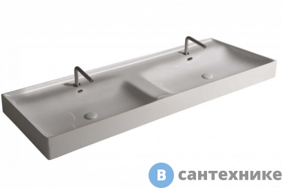 картинка Раковина TECLA TOUCH TC07011 c двумя чашами белый глянцевый, 121x46x12,5