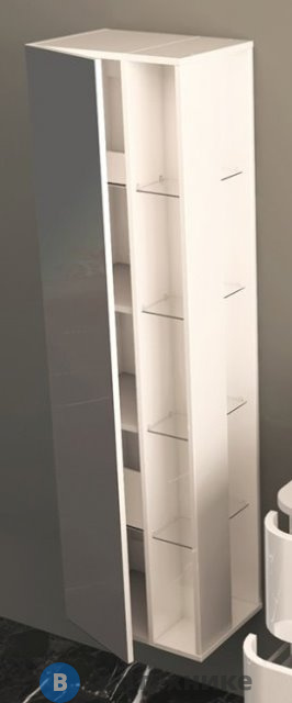 Колонна Cezares 53171 подвесная с открытыми полками и одной распашной дверцей, реверсная Bianco Lucido (32х45х158)