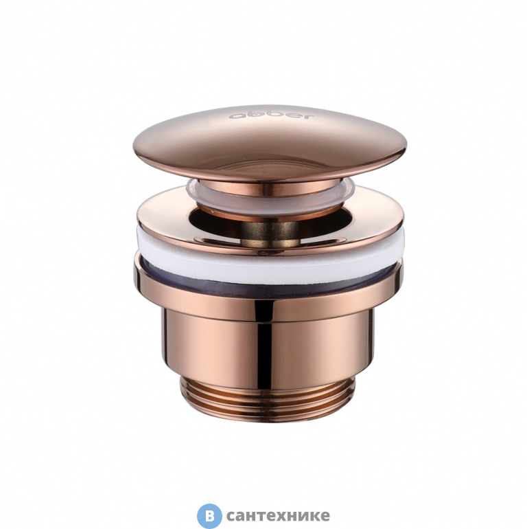 Донный клапан ABBER AF0011RG без перелива, клик-клак, розовое золото