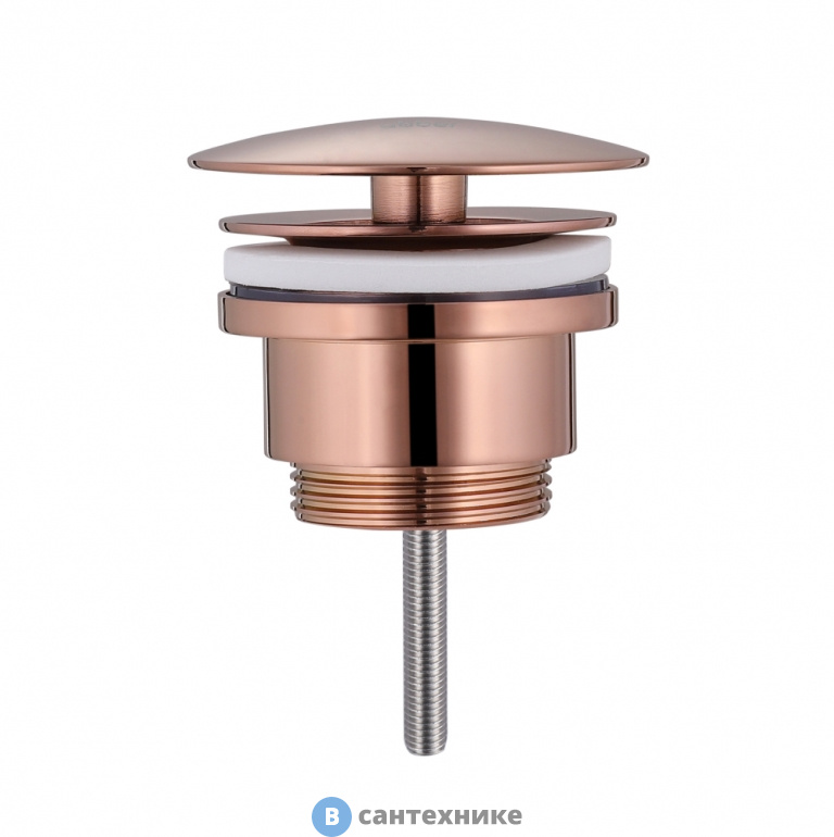 Донный клапан ABBER AF0012RG без перелива, фиксированный, розовое золото
