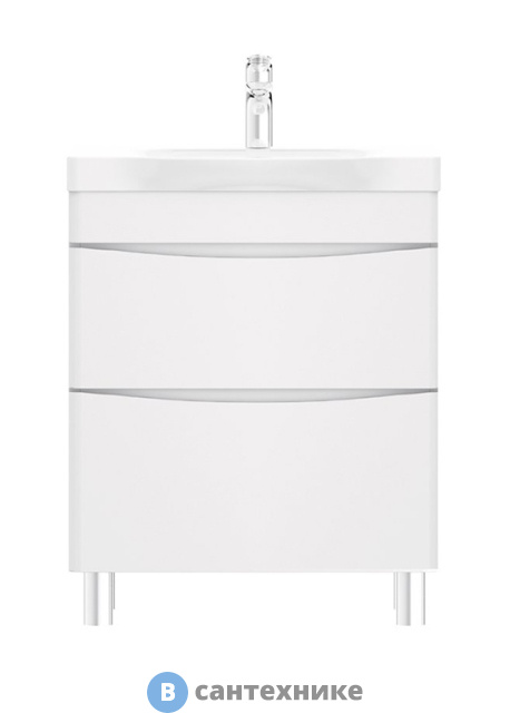 Тумба под раковину AM.PM Like M80FSX0652WG напольная, 65 см, 2 ящика, белый, глянцевая