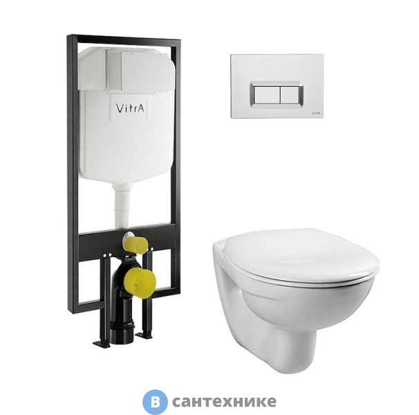 Унитаз с инсталляцией Vitra Normus 9773B003-7200 (инстал.+кн.гл.хром сид микролифт)