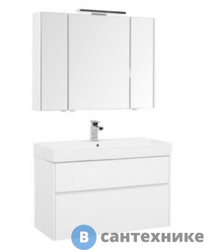 картинка Комплект мебели Aquanet Бруклин 100 белый глянец (207800)