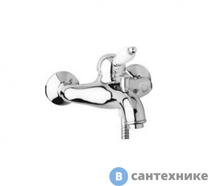 картинка Смеситель Cezares ELITE-VM-01-Bi для ванны и душа однорычажный, хром, ручка белые