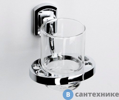 картинка Подстаканник WasserKRAFT Oder K-3028 стеклянный металл, хромоникелевое покрытие, прозрачное стекло