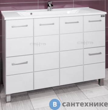 картинка Тумба под раковину СанТа Омега-120 4 ящ. напол. Ум. Elen 120 (207043)