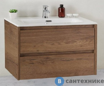 картинка Тумба под раковину BelBagno 81 см KRAFT 39-800/390-2C-SO-RT подвесная с двумя выкатными ящиками, Rovere Tabacco