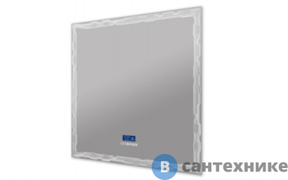 картинка Зеркало Cezares с LED подстветкой, К6500, сенсорным выключателем Touch System, системой антизапотевания, с радио и датчиком температуры 45063, 90x90 см