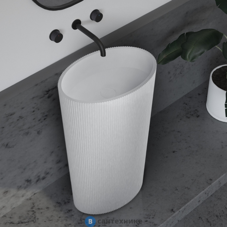 Раковина ABBER Stein AS2504-H отдельностоящая белая матовая