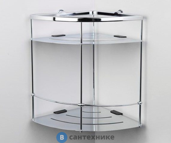 Полка WasserKRAFT K-522 металлическая двойная, угловая металл, хромоникелевое покрытие