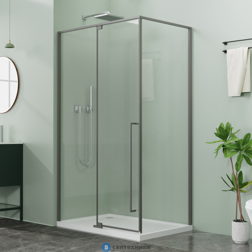 Душевое ограждение Azario MALE SQR-120х90х195-MGR-CL, прозрачное стекло 6 мм, профиль матовый графит (AZ-J50-12090-MGR-CL)