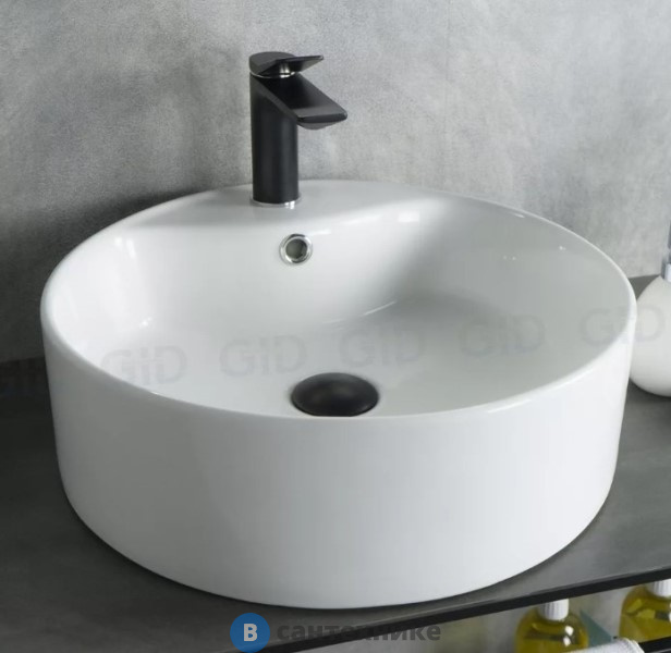 Раковина накладная GID-ceramic N9008b белый (460х460х160)
